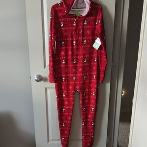 Peanuts Red Holiday Kids One Piece Footie